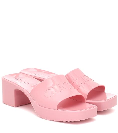 gucci logo rubber slide sandal|gucci rubber platform slide sandals.